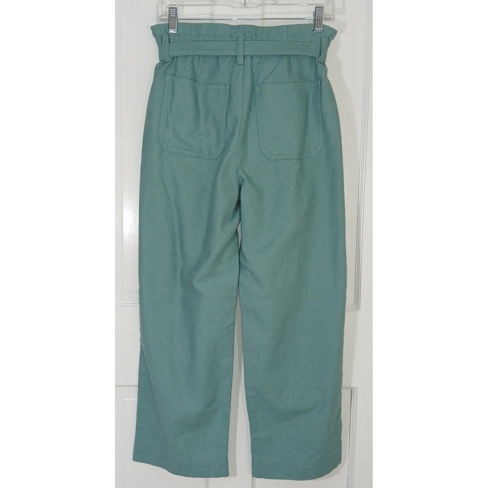 NWT $98 J. Crew  Paperbag Waist Pants Tie Belt Wide Leg Green 2 Preppy Old Money - Picture 6 of 16